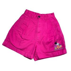 VTG 80's Minnie Mouse High Waisted Shorts Vintage Disney Tropical Embroidered